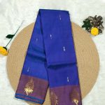 Kanchipuram Silk Saree with Tested Zari | Royal Blue Body with Violet Border | Traditional Temple Wear