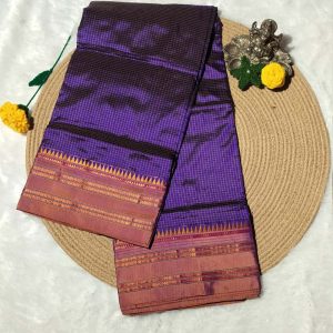 Mangalgiri Pattu Saree with Chex Pattern, Traditional Retta-Petta Border